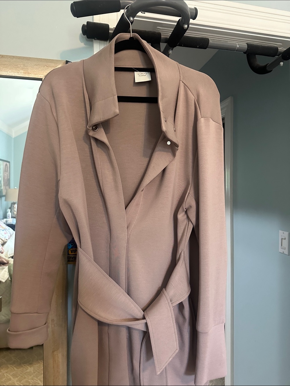 Varley Mauve-Taupe Belted Trench Coat